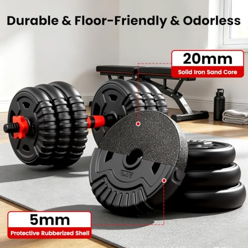 Adjustable Dumbbell Set,22/33/45/70/90lb Free Weight Set with Connector,5-in-1 Dumbbell Set for Barbells,Kettlebells,Push up Stand,Weight Plate,Fitness Exercises for Home Gym Suitable Men/Women - color: 90LB (45LB Pair)