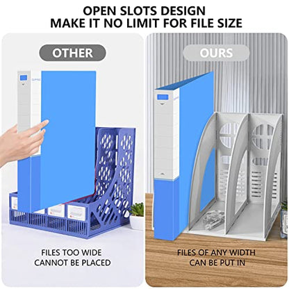 Marte Vanci Magazine File Holder Book Desktop Organizer Plastic Storage Sturdy Vertical 3 Section Folder Light Gray - color: Light Gray 3 Section