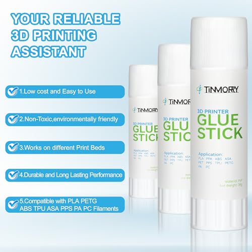 TINMORRY 3D Printer Glue Sticks, PVP Solid Glue for Hot Bed, 36 G X 2 - size: 36 g X 2