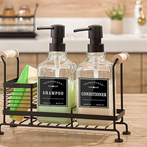 HVSWLY 12PCS Bathroom Labels for Soap Dispenser, Removable Bathroom Organization Labels, Waterproof Bottle Labels for Shampoo Conditioner Body Wash (Black) - size: 3"X3"