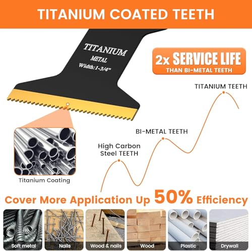 JTWEB Titanium Oscillating Tool Blade, 10PCS Oscillating Saw Blades Metal Cutting Multi Tool Blades Kits Wood and Metal Nails Plastic, Multitool Blades for Milwaukee Bosch Dremel Rockwell - color: 10PCS