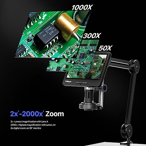 TOMLOV DM602 Flex 3 Lens HDMI Digital Soldering Microscope, Flexible Arm - color: Black