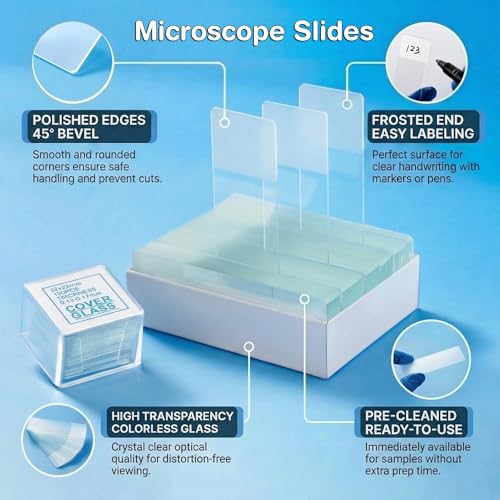 300pcs Microscope Slides and Coverslips Set (100 Slides + 200 Cover Slips)