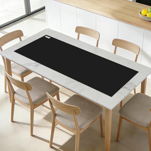 Heat-Resistant Silicone Table Protector Cover 49.2x19.7x0.06 Inch Thick - color: Black, size: 49.2" x 19.7"