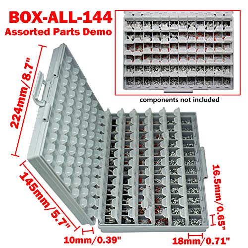 2 AideTek BOXALL144 SMD SMT Resistor Capacitor 1206 0805 0603 Box Organizer Craft Beads Storage 144 Compartments for each box - style: 2BOXALL144