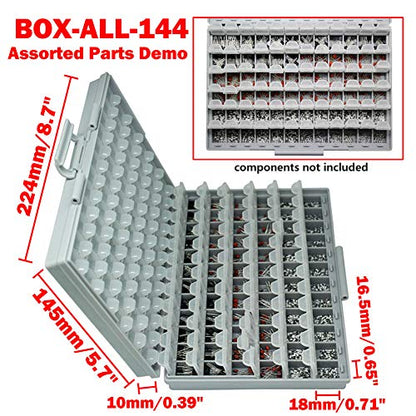 2 AideTek BOXALL144 SMD SMT Resistor Capacitor 1206 0805 0603 Box Organizer Craft Beads Storage 144 Compartments for each box - style: 2BOXALL144