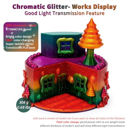 ZIRO Fast Color Change Twinkling PLA, 1.75mm Filament, Chromatic Glitter - color: Chromatic Glitter