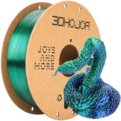3DHoJor Silk PLA Filament 1.75mm Blue Green Dual Color PLA 3D Printer Filament 2 in 1 Coextrusion 1KG Spool(2.2lbs) 3D Printing Filament Dimensional Accuracy +/- 0.03mm Fits for Most FDM 3D Printers - color: Blue Green