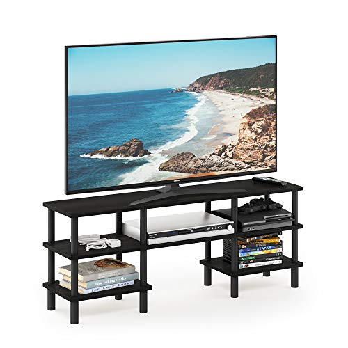 Furinno Turn-N-Tube 3-Tier Multipurpose Wide Shelf TV Stand, Espresso/Black - color: Espresso/Black, style: 3 Tiers, 55 Inch