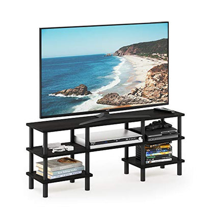 Furinno Turn-N-Tube 3-Tier Multipurpose Wide Shelf TV Stand, Espresso/Black - color: Espresso/Black, style: 3 Tiers, 55 Inch
