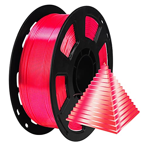 BBLIFE Silk PLA Filament, Ruby Red 1.75mm PLA 3D Printer Filament - color: Red