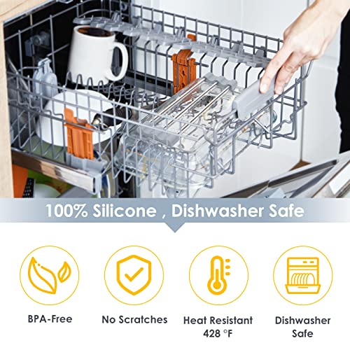 Tomorotec Adjustable Over-The-Sink Kitchen Rack for Dishcloths, Sponges, Bottles and Brushes - Heat-Resistant Stainless Steel with Slim, Expandable Design and Multifunctional Silicone Holder - color: Light Gray