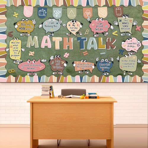 Honoson 54 Pcs Boho Math Bulletin Board, Math Theme Classroom Decor, Boho - style: Boho