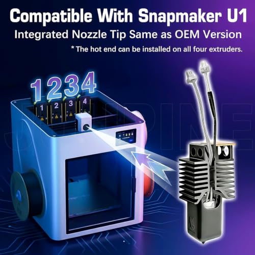 for Snapmaker U1 Nozzle 2 PCS 0.4mm U1 Hotend Full Assembled Plug&Play Ceramic Heating Block Rapid Heating Leak-Proof Design for Snapmaker U1 Extruder Kit Hardened Steel Nozzle 3D Pirnter Accessories - color: 2 PK 0.4MM Hotend Kit