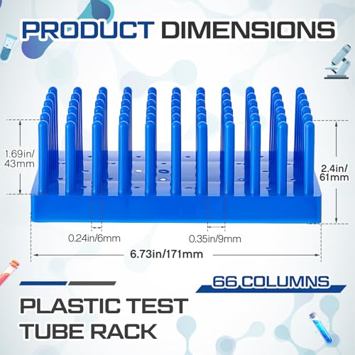 Thyle 2 Pack Blue Plastic Test Tube Drying Rack, 66 Columns Plastic Holder