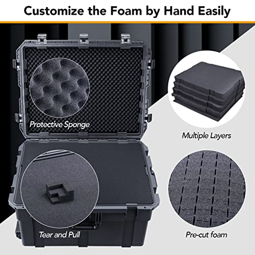 Lykus HC-7240 Hard Case with Wheels and Foam, Inner Size 25.7*19.49*14.96in - size: HC-7240