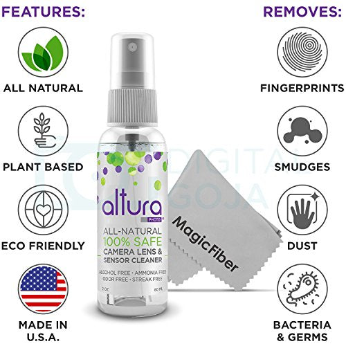 Altura Photo Camera Cleaning Kit, All-Natural Lens Cleaner, DSLR Mirrorless - style: w/ 2oz. All Natural Cleaning Solution