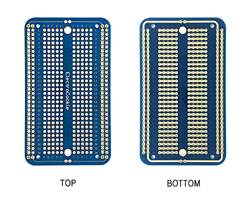 ElectroCookie Solderable Breadboard PCB Board for Electronics Projects Compatible for DIY Arduino Soldering Projects, Gold-Plated (5 Pack + 1 Mini Board, Blue) - color: 1.Blue