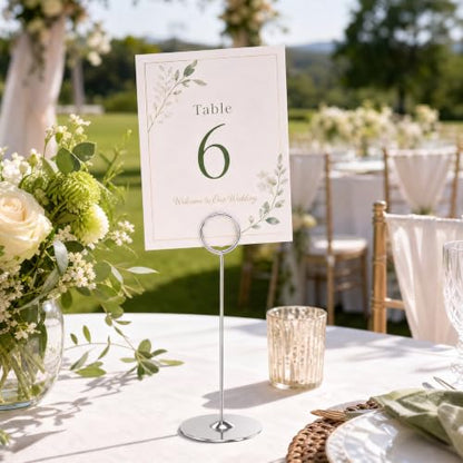 Urban Deco 16 Pieces Table Card Holder 8 inches Silver Place Steel Card holders for Photos, Food Signs, Memo Notes, Weddings, Restaurants, Birthdays. - color: Silver