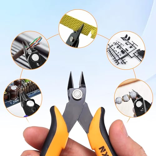 Micro Wire Cutters, 5.4 Inch Flush Cutters, 1 Pack Sharp Spring Loaded Micro Diagonal Cutters for Jewelry, Zip Ties, Electronics & DIY with Soft Grip Handles (Yellow & Black) - color: 1 Pack