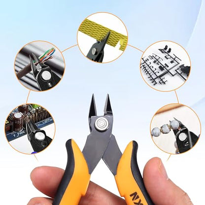 Micro Wire Cutters, 5.4 Inch Flush Cutters, 1 Pack Sharp Spring Loaded Micro Diagonal Cutters for Jewelry, Zip Ties, Electronics & DIY with Soft Grip Handles (Yellow & Black) - color: 1 Pack