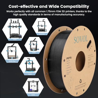 Sovol 3D Printer PETG Filament 2kg Spool Printing Materials, Black+White - color: White & Black, size: 2 KG