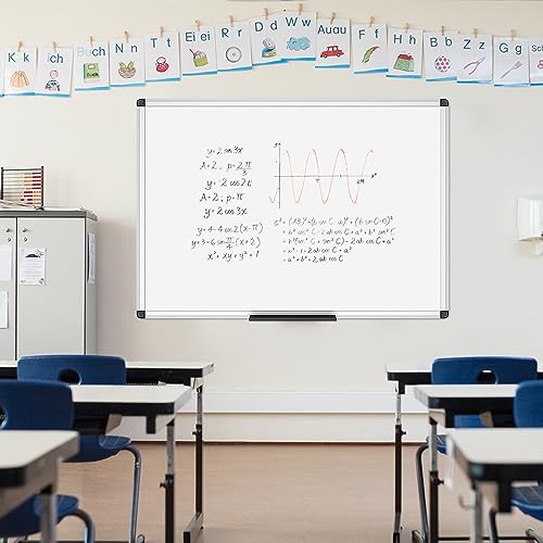 VIZ-PRO Magnetic Dry Erase Board, 36 X 24 Inches, Silver Aluminium Frame - size: 36"W x 24"H