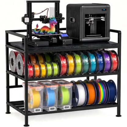 3D Printer Stand with Filament Storage Vibration Elimination Black - color: Black