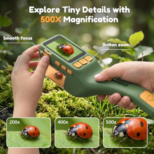 Kids Handheld Microscope Bug Catcher, STEM Educational Exploration Toy