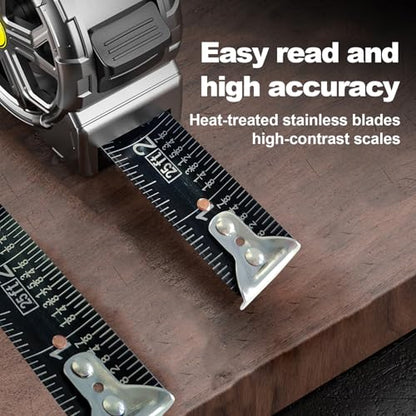 25ft Stainless Steel Tape Measure, Waterproof & Rustproof for Construction - color: 25'