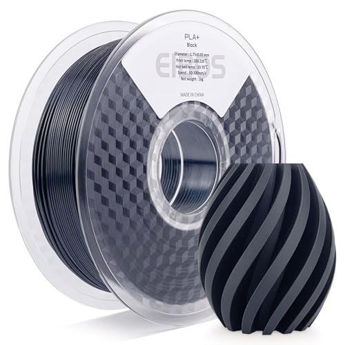 EIBOS PLA+ Filament 1.75mm 1KG Spool (2.2lbs) Spools, Neatly Wound 3D Printer Filament PLA Plus,Compatible with Most FDM 3D Printers, Black - color: Black