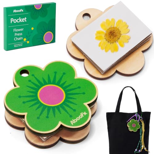 Aboofx Mini Flower Press 3" x 3", Pocket Flower Press Kit - color: flower shape