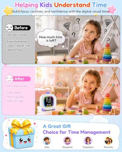Digital Visual Timer for Kids ADHD, 99-Minute Countdown, Rechargeable - color: Purple