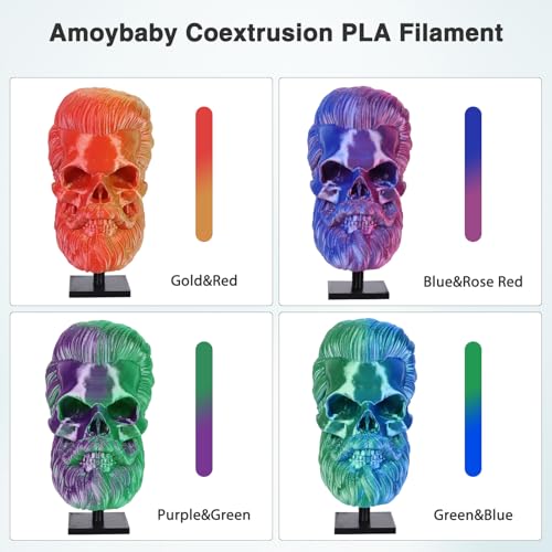 Bicolor 3D Printer Filament Variety Packs, Each with 8×250g Rolls - color: 8×250g Multicolor Bundle