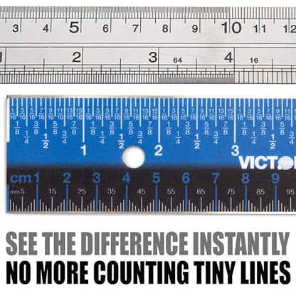Victor Easy Read 12-Inch Stainless Steel Ruler woth Cork Backing - size: 12 inch (1 Count)