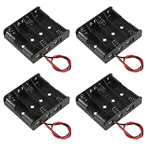 ACEIRMC AA Battery Holder Bundle 1.5V Single AA Battery Holder, 2 X 1.5V 3V AA Battery Holder, 3 X 1.5V 4.5V AA Battery Holder, 4X 1.5V 6V AA Battery Holderwith Leads (4pcs 4 Slot) - color: 4pcs 4 slot