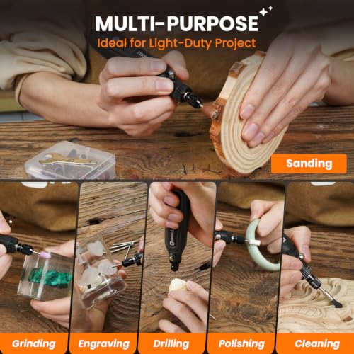 HARDELL Mini Cordless Rotary Tool 4V, 5-Speed 42pcs Mini Drill Craft Tool - color: Black