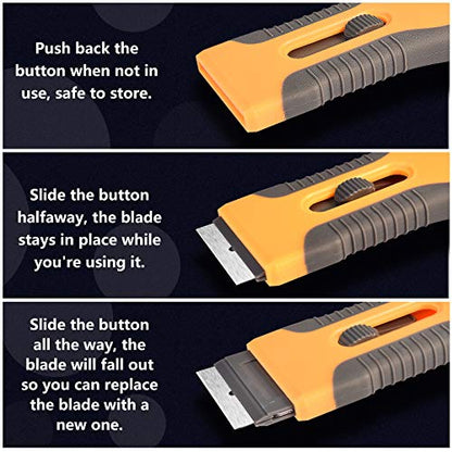 Razor Blade Scraper, 2 Pcs Plastic Retractable Razor Scraper - color: Retractable