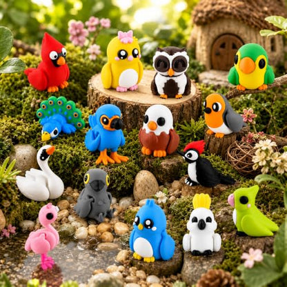 24Pcs 3D Printed Birds Animals Articulated Flexible 3D Printed Fidget Toys - color: White