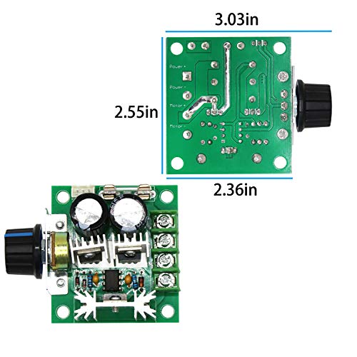 12V 30W Permanent Magnet DC Motor, 3000RPM High Speed CW/CCW Electric Gear Motor for DIY Generator and 12V-40V 10A PWM DC Motor Speed Controller Fan Controller with Knob-High Efficiency