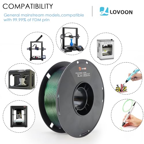 LOVOON 3D Printing PLA Filament 1.75mm Sparkle Glitter, Burnt Titanium 3D Printer Filament, Sparkle in Sunlight Filament, Subtle Glitter Under the Light, Galaxy Green, 1KG(2.2lbs)/Spool - color: Glitter Green, size: 1 kg