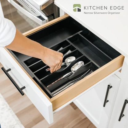 KitchenEdge Silverware & Utensil Organizer | Black Bamboo, 10.5-19 In - color: Black Bamboo, size: From 10.5" to 19" Wide