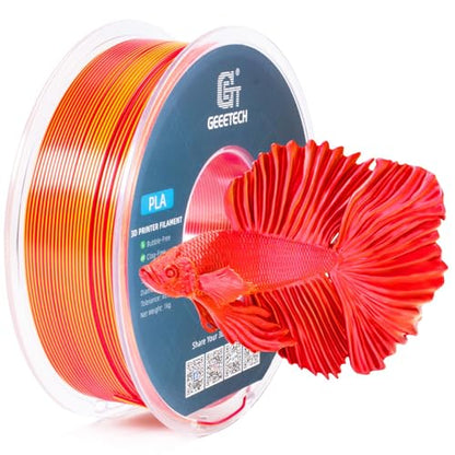 Geeetech Silk PLA Filament 1.75mm Silk Dual Color Filament, Coextrusion Dichromatic Metal-Like Shiny Consumable 1kg (2.2lbs) 1 Spool, Dimensional Accuracy +/- 0.02 mm, Gold Red - color: 1kg Dual Color Gold-red