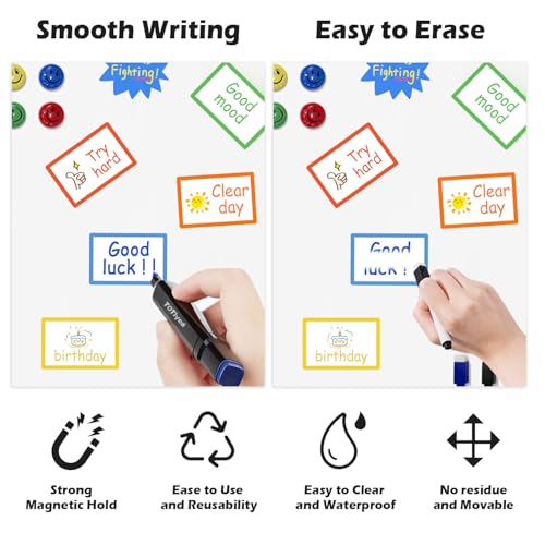 TOTiyea 40 Pack Magnetic Dry Erase Labels, Magnetic Label Stickers for Whiteboards, 3 x 2 Inches, School Supplies - color: Assorted Color, size: 3x2, 40Pack