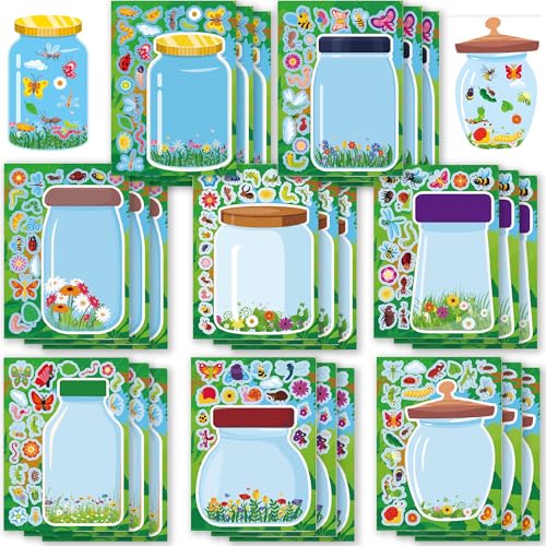 Bug Jar Make a Face Stickers 24 Sheets, Insect Crafts for Kids - color: Bugjar