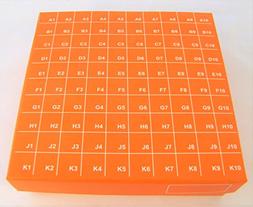 Cardboard Freezer Box with 100-Cell Paper Divider, Hole Diameter 11 mm (7/16"), 1.5/2 mm Tubes