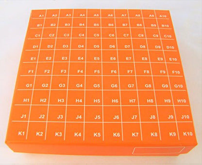 Cardboard Freezer Box with 100-Cell Paper Divider, Hole Diameter 11 mm (7/16"), 1.5/2 mm Tubes