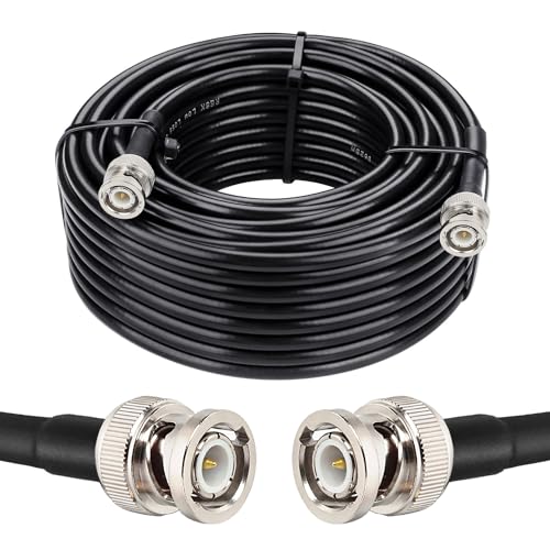 MOOKEERF RG8X BNC Male to BNC Male Coaxial Cable 50FT 50 ohm Ultra Low Loss for Antenna, RF Radio, Modem, Oscilloscope, Spectrum, Analyzer, Signal Generator - size: 50FT