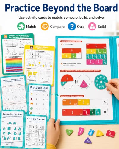 Magnetic Fraction Playbook with Learning Flash Cards, XL Large - color: Blue(xl Size)