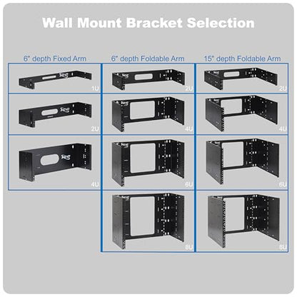 ICC 4U Hinged Wall Mount Rack Bracket, 6" Deep, 40 lb, Black, 1-Pack - size: 1 Pack, style: 4 RMS